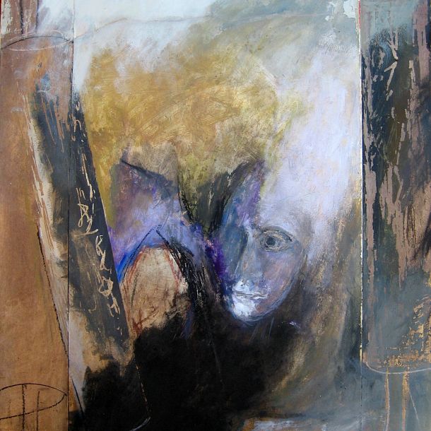 TORAH (1997)
85 x 65
acrylique / pastel  sur contreplaqué.

Les écrits hébraïques tiennent une grande place dans l'imaginaire de l'artiste